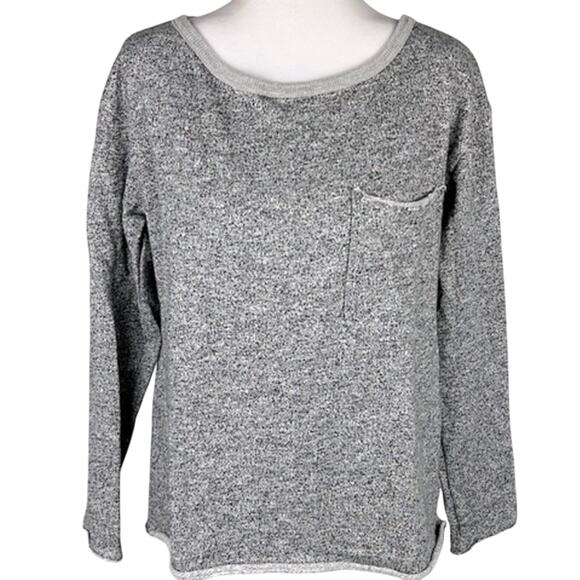 ATM Anthony Thomas Melillo Raw Hem Gray Metallic Crewneck Sweatshirt Size M - Picture 3 of 11